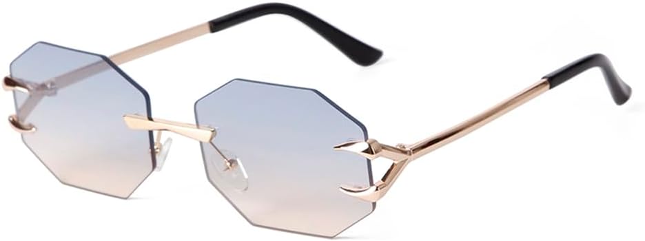 

Модные безободковые солнцезащитные очки Polygon для мужчин и женщин, металлические солнцезащитные очки с градиентными линзами, безрамочные солнцезащитные очки с защитой от УФ-излучения TKKTLLT, C5