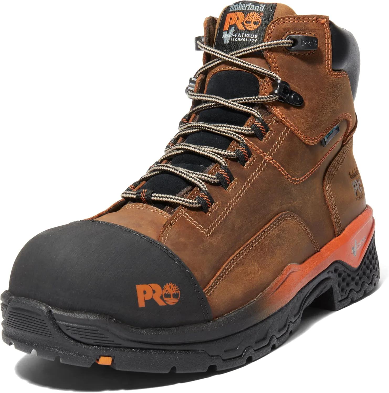 Мужские рабочие ботинки Timberland PRO Bosshog с композитным носком, водонепроницаемые, высотой 6 дюймов, коричневый/оранжевый — фото 3