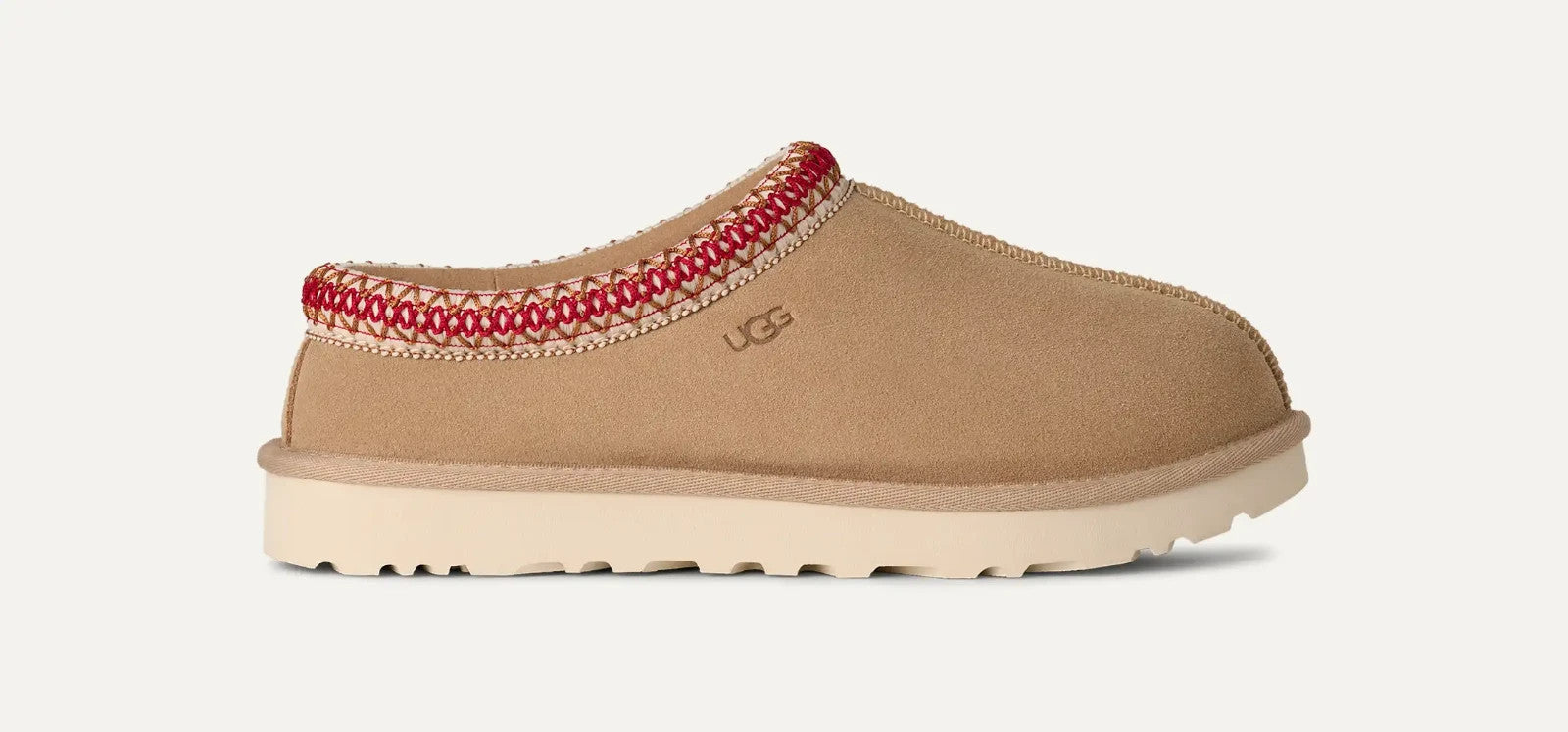 Женские тапочки UGG Tasman II 1174470-SDDR Sand Dark Cherry Suede Slip-On GUG19, бежевый — фото 2