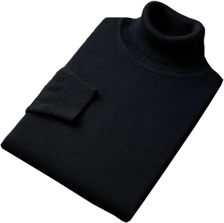 

Мужской зимний вязаный водолазка однотонный свитер модный slim fit