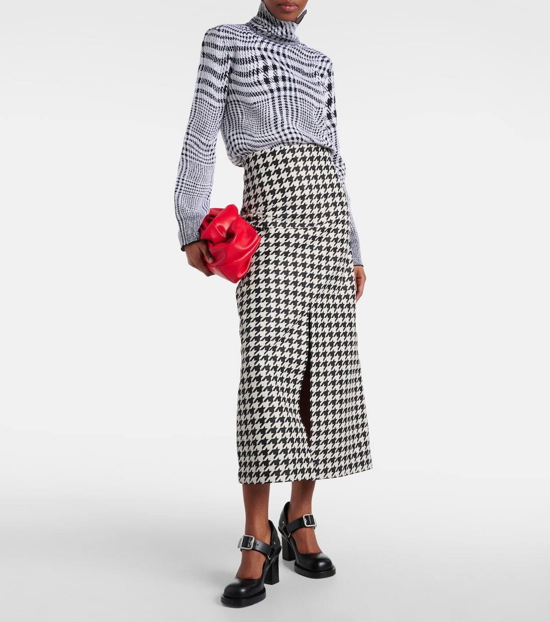 Юбка макси Burberry Гусиные лапки, черный — фото 2