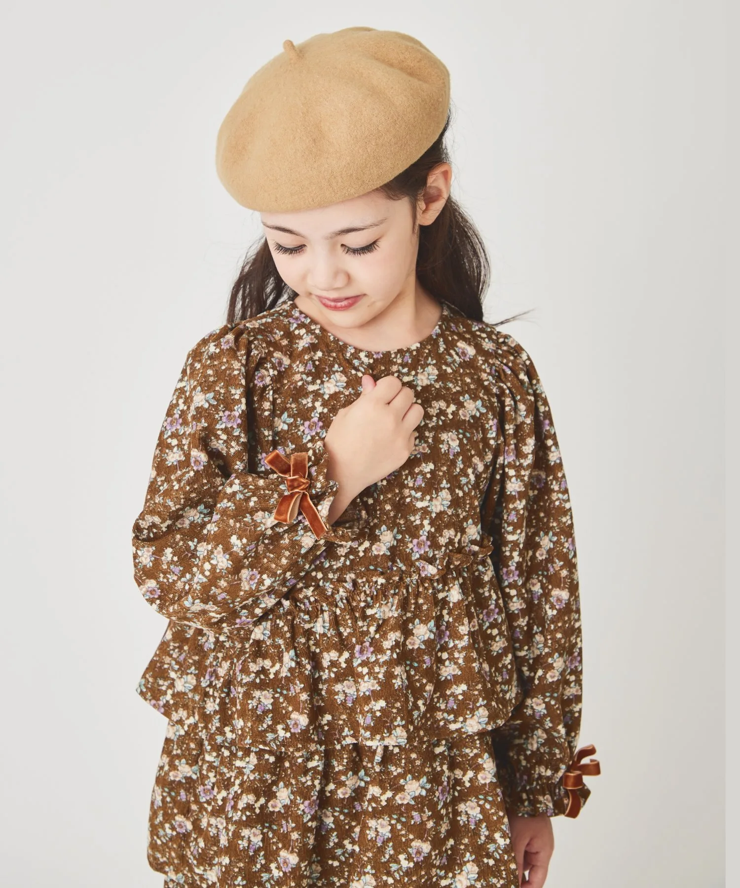 Платье из вельвета с цветочным принтом Ever Closet, brown — фото 4