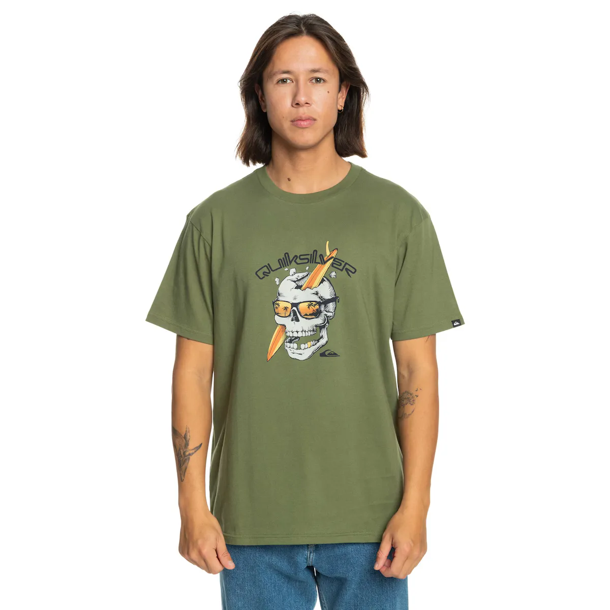 

One Last Surf Quiksilver мужская футболка, зеленый