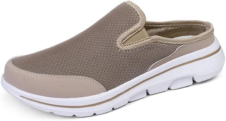 

Мужские кроссовки-тапочки LLTMALL с открытой пяткой, удобные, с сетчатой вязкой, легкие для дома и улицы, светло-коричневый