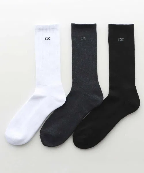 [Комплект из 3 шт.] Мужские ребристые носки Calvin Klein с махровой подошвой и одноточечным дизайном 92572201