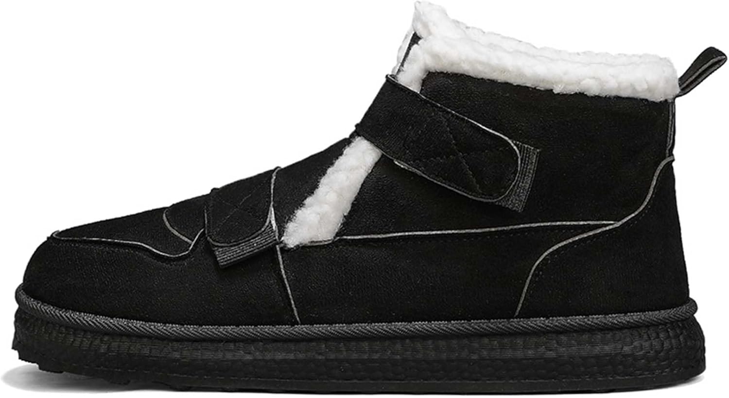 

Зимние мужские модные снежные ботинки с хлопком и плюшевым внутренним наполнителем, противоскользящие туристические ботинки для улицы Generic, черный