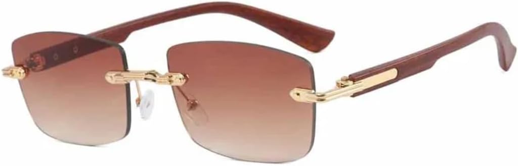 

Солнцезащитные очки с защитой UV400 | Без оправы, прозрачные, в стиле панк | для женщин и мужчин, для занятий спортом на открытом воздухе и вождения DSVIGF, Brown Gradient Tea