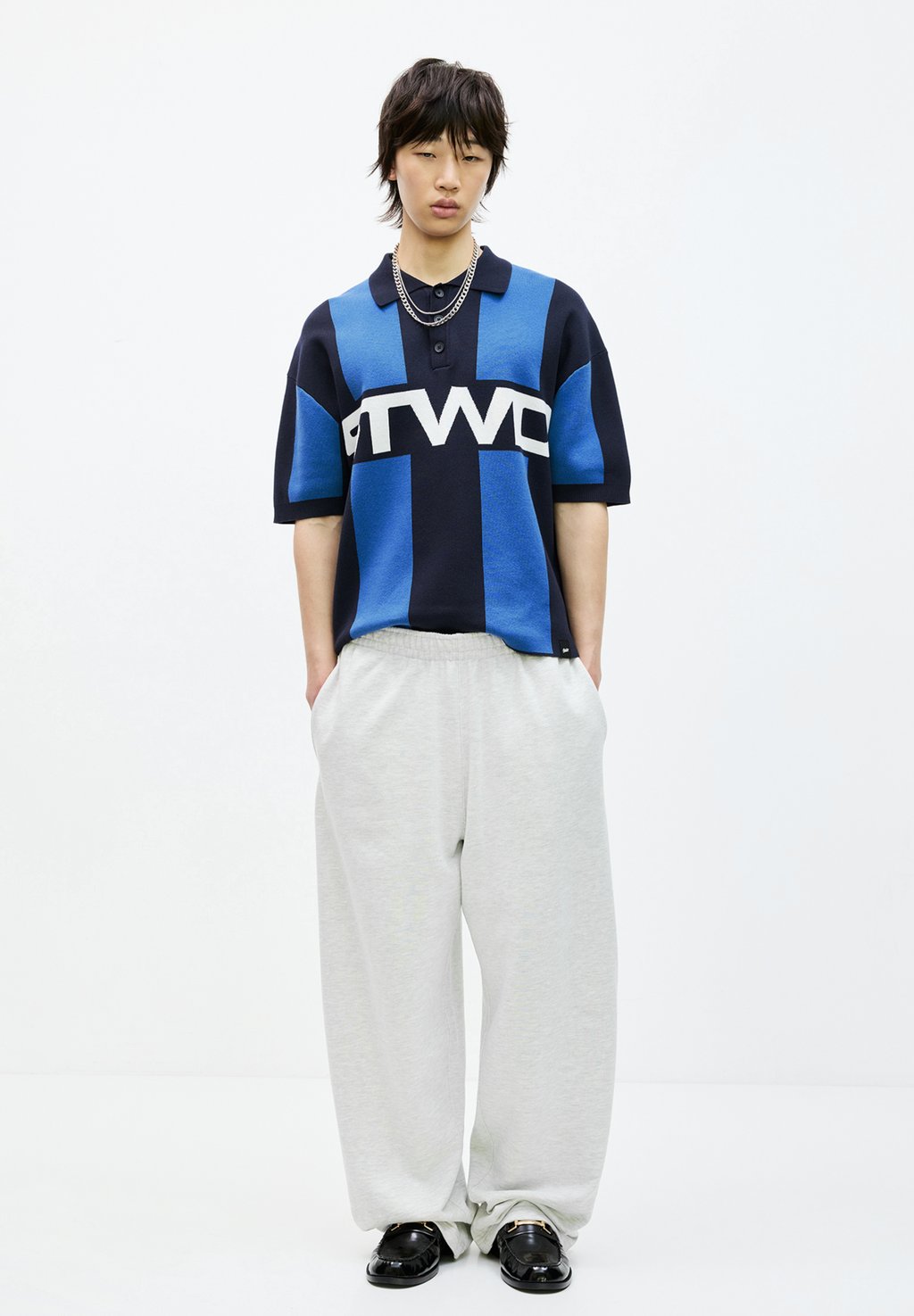 

Рубашка поло STRIPED STWD PULL&BEAR, синий
