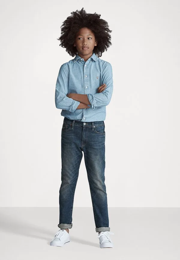 Хлопковая рубашка из шамбре 714y Polo Ralph Lauren, Light Blue