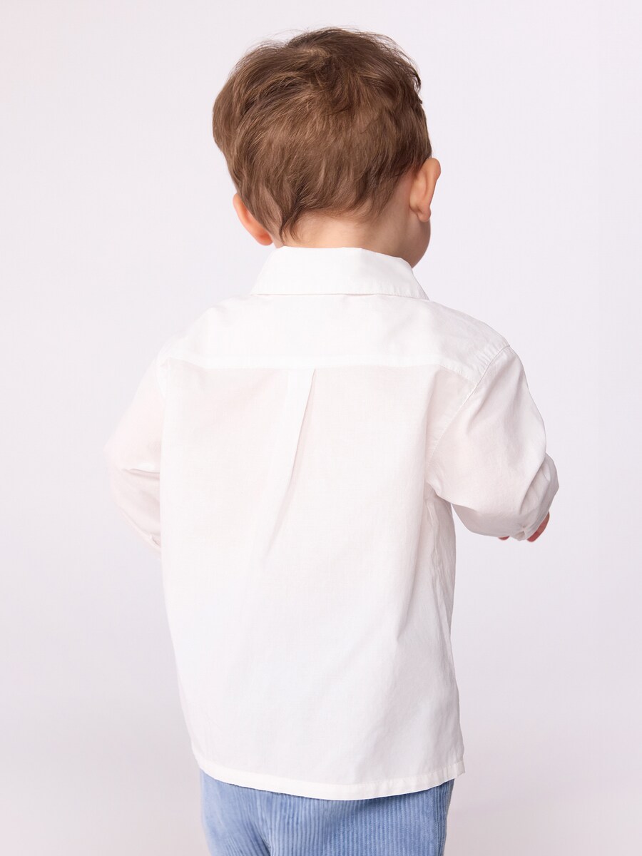 Рубашка на пуговицах классического кроя PETIT BATEAU, экрю — фото 4