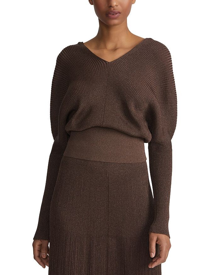 

Топ Lafayette 148 New York в рубчик с заниженными плечами, коричневый