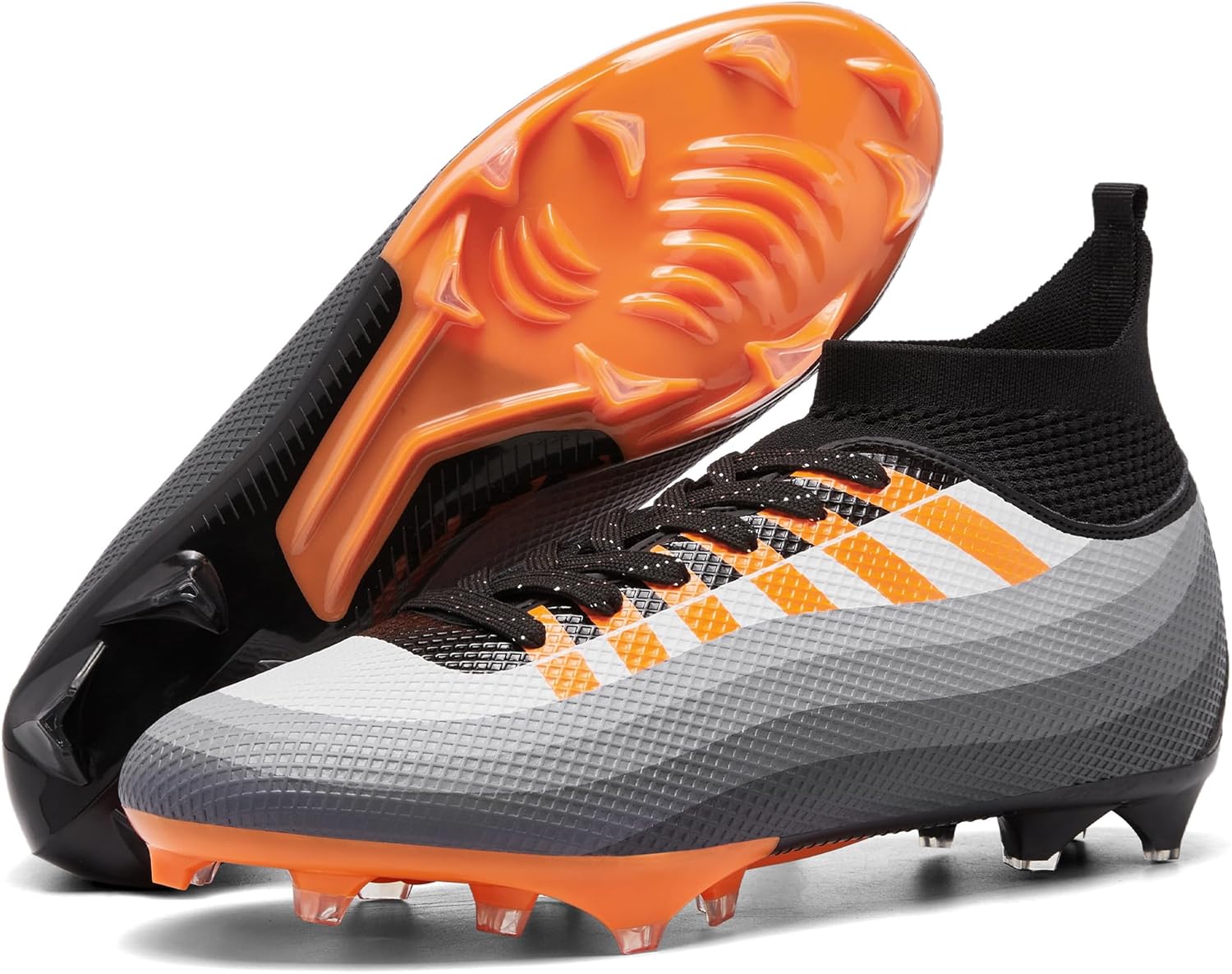 

Футбольные бутсы для мужчин и женщин, шнуровка, для улицы, профессиональные тренировочные бутсы для футбола на искусственном газоне, высокие кроссовки для бейсбола Kiusmety, оранжевый