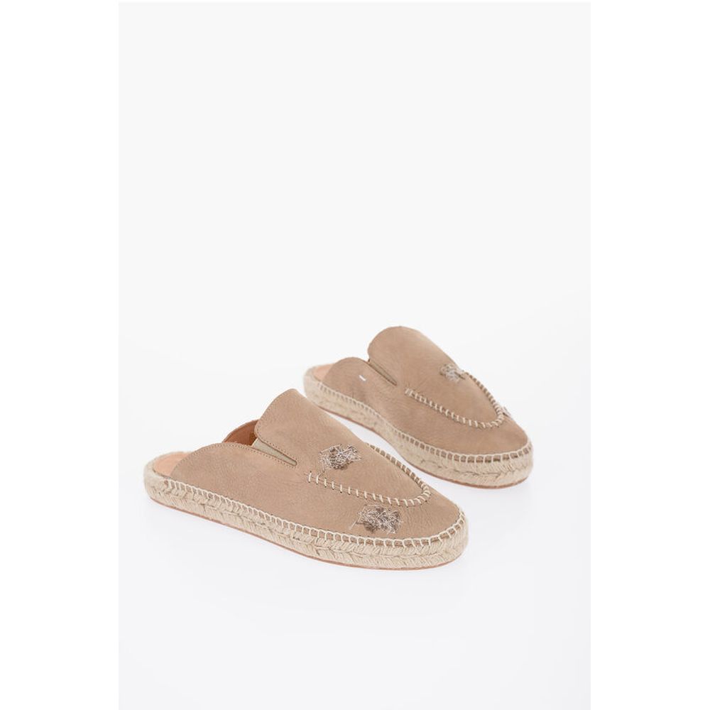 Кожаные шлепанцы с прострочкой и подошвой эспадрильи Maison Margiela, Beige