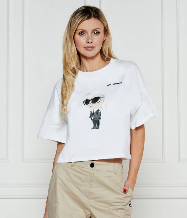 

Футболка с иконкой акварель Cropped fit Karl Lagerfeld, белый