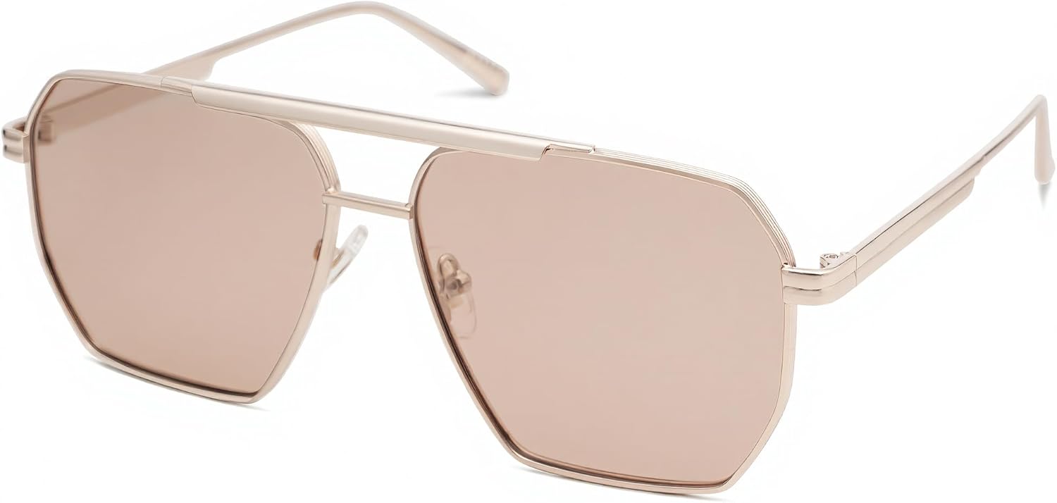 

Солнцезащитные очки SOJOS в стиле ретро, ​​большие квадратные, поляризованные, для женщин и мужчин, винтажные, классические, большие, металлические, Light Gold/Light Brown