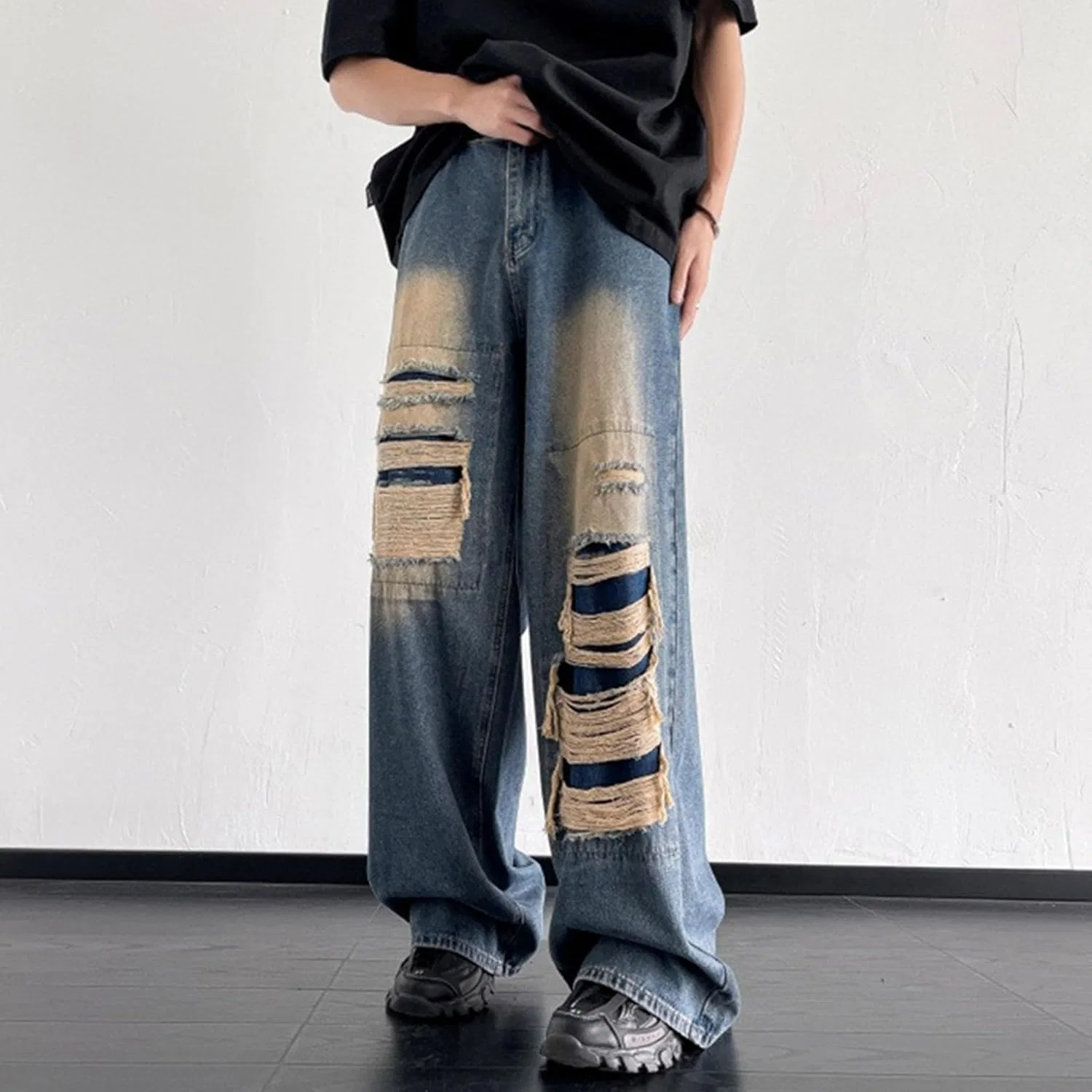 Джинсы свободные, Men’s Baggy Wide Leg Jeans, синие — фото 2
