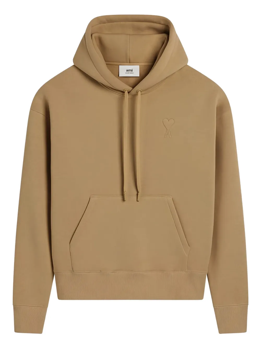 

Хлопковое худи с логотипом Ami Paris, коричневый