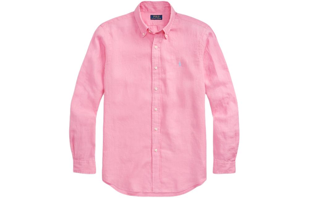 Поло с вышитой лошадкой Льняная рубашка Polo Ralph Lauren, Ярко-розовый