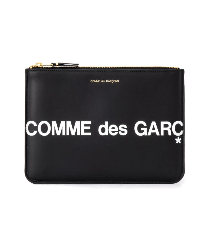 

Черный кожаный кошелек с большим логотипом Comme Des Garã§Ons, черный
