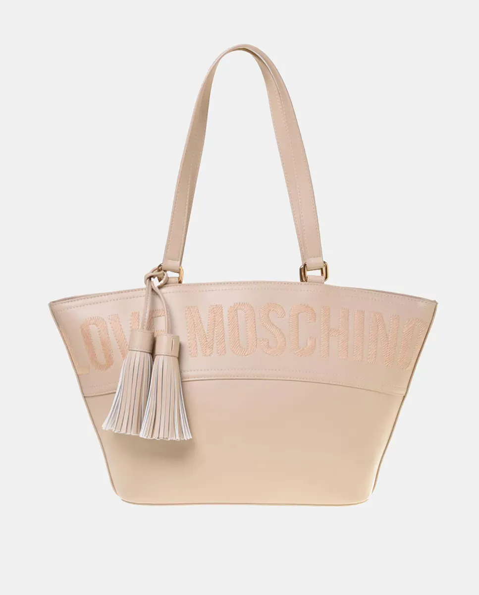 

Черная сумка через плечо с застежкой-молнией Love Moschino, бежевый, Черный, Черная сумка через плечо с застежкой-молнией Love Moschino, бежевый