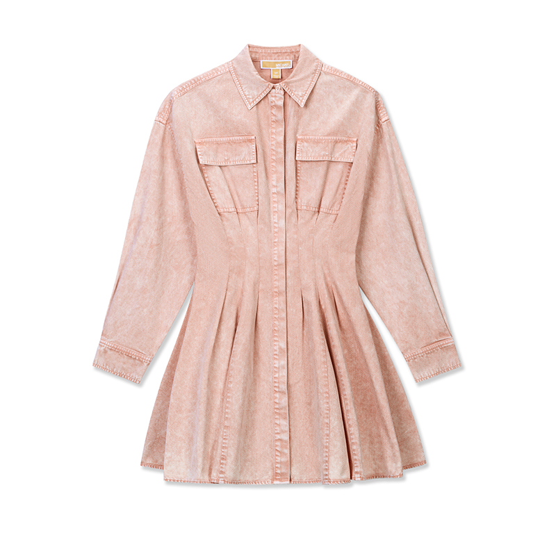 

Платье-рубашка из джинсовой ткани, окрашенной в готовом виде Michael Kors, светлый brick красный