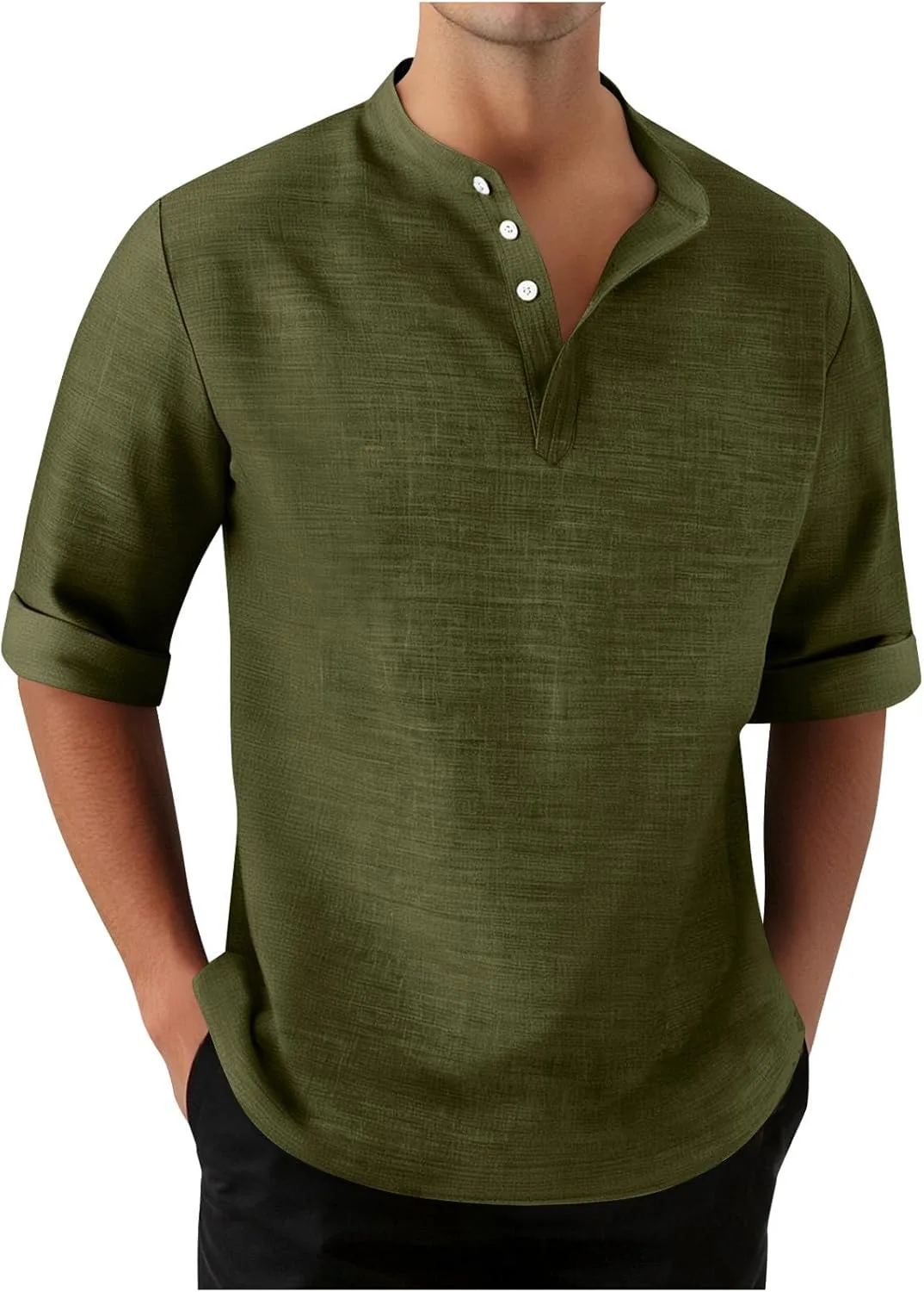 

Свитшот мужской с рукавом 3/4 и воротником хенли