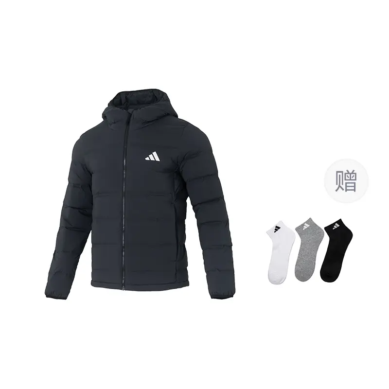 

Мужская пуховая куртка Helionic FW25 с эластичным капюшоном Adidas, черный/белый (free adidas socks 1 pack)