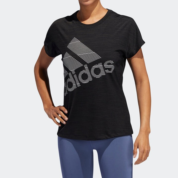 Футболка тренировочные спортивные с круглым вырезом с коротким рукавом Adidas, черный — фото 3