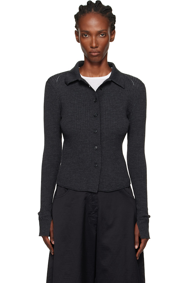 

Mfpen Серый вязаный кардиган в рубчик