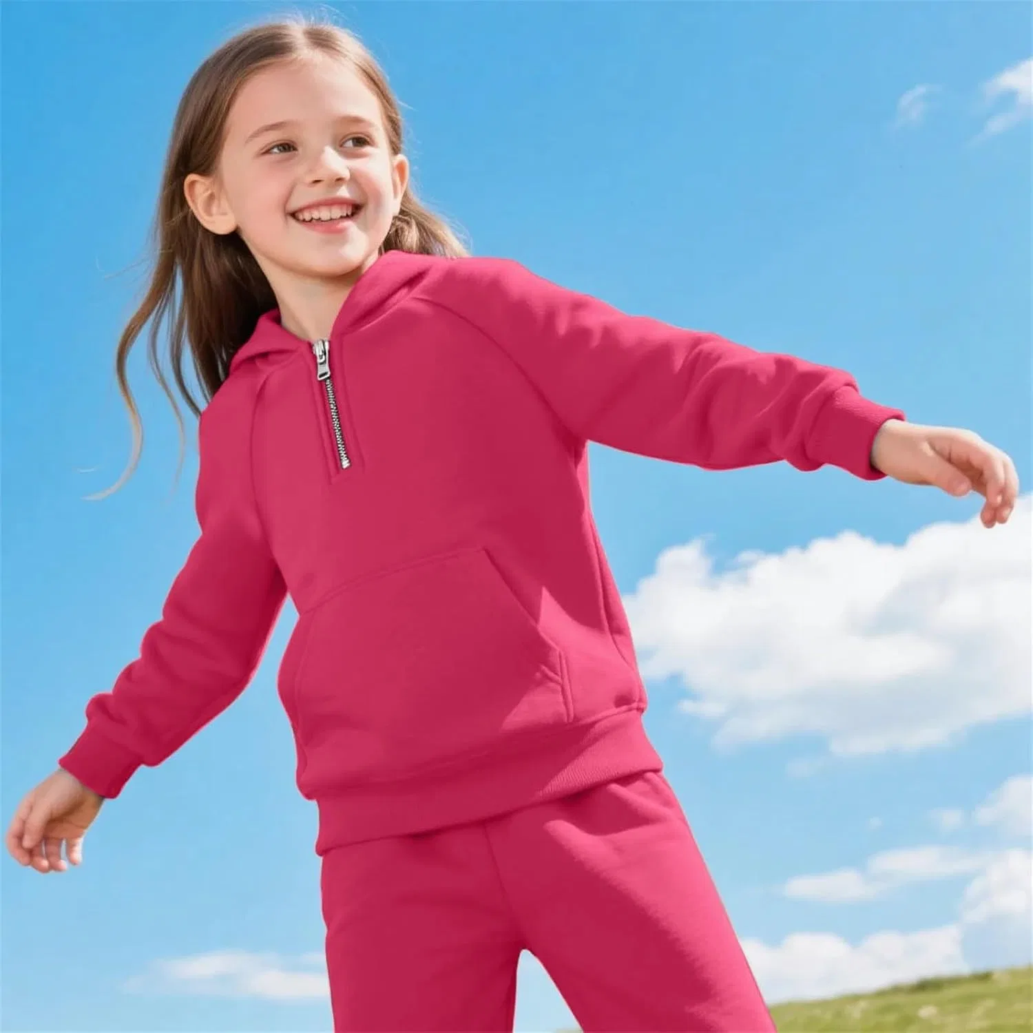 Детский спортивный костюм флисовый, Generic, 2 предмета, Hot Pink — фото 4