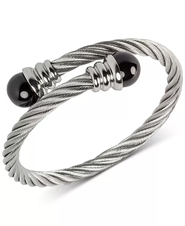 

Браслет из искусственного пресноводного жемчуга (10 мм) или оникса из нержавеющей стали Macy'S, onyx