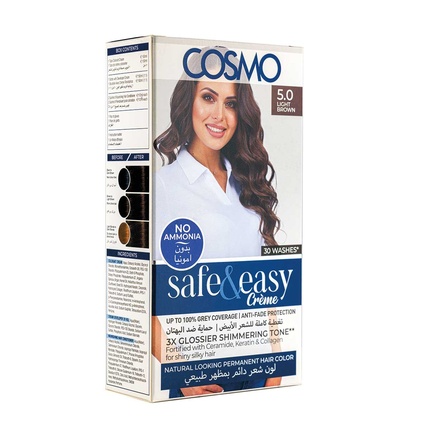 

Стойкая краска для волос без аммиака Safe & Easy Cream Light Brown 50