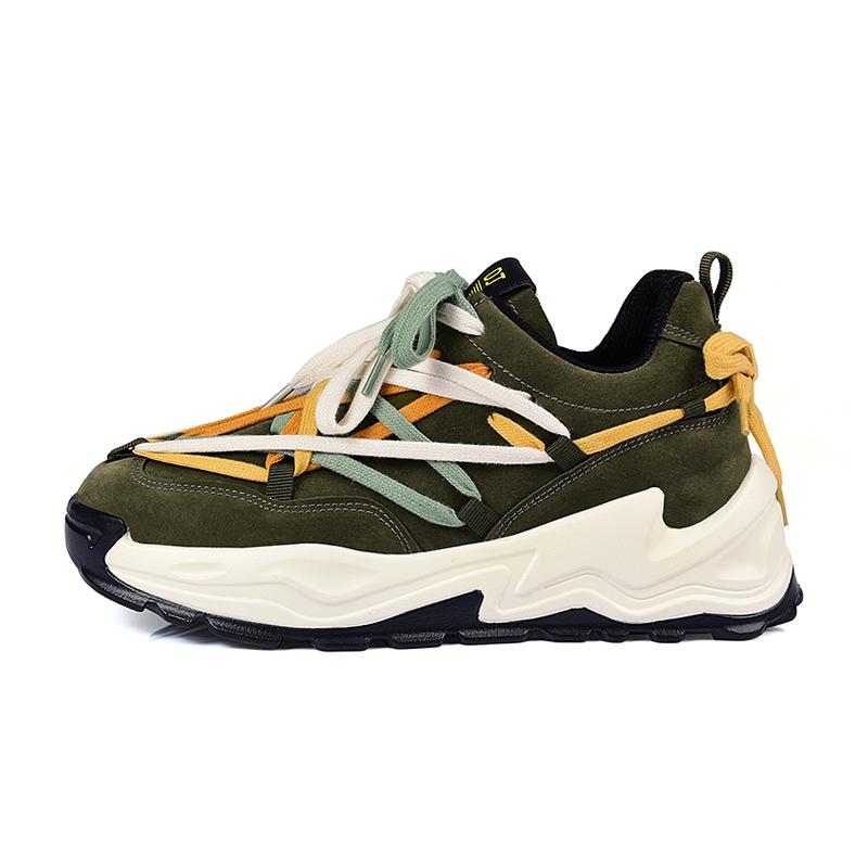 

Повседневные кроссовки Niche с шнуровкой, увеличивающие рост, легкие, дышащие, низкие, массивные, мужские OUBT, оливковый