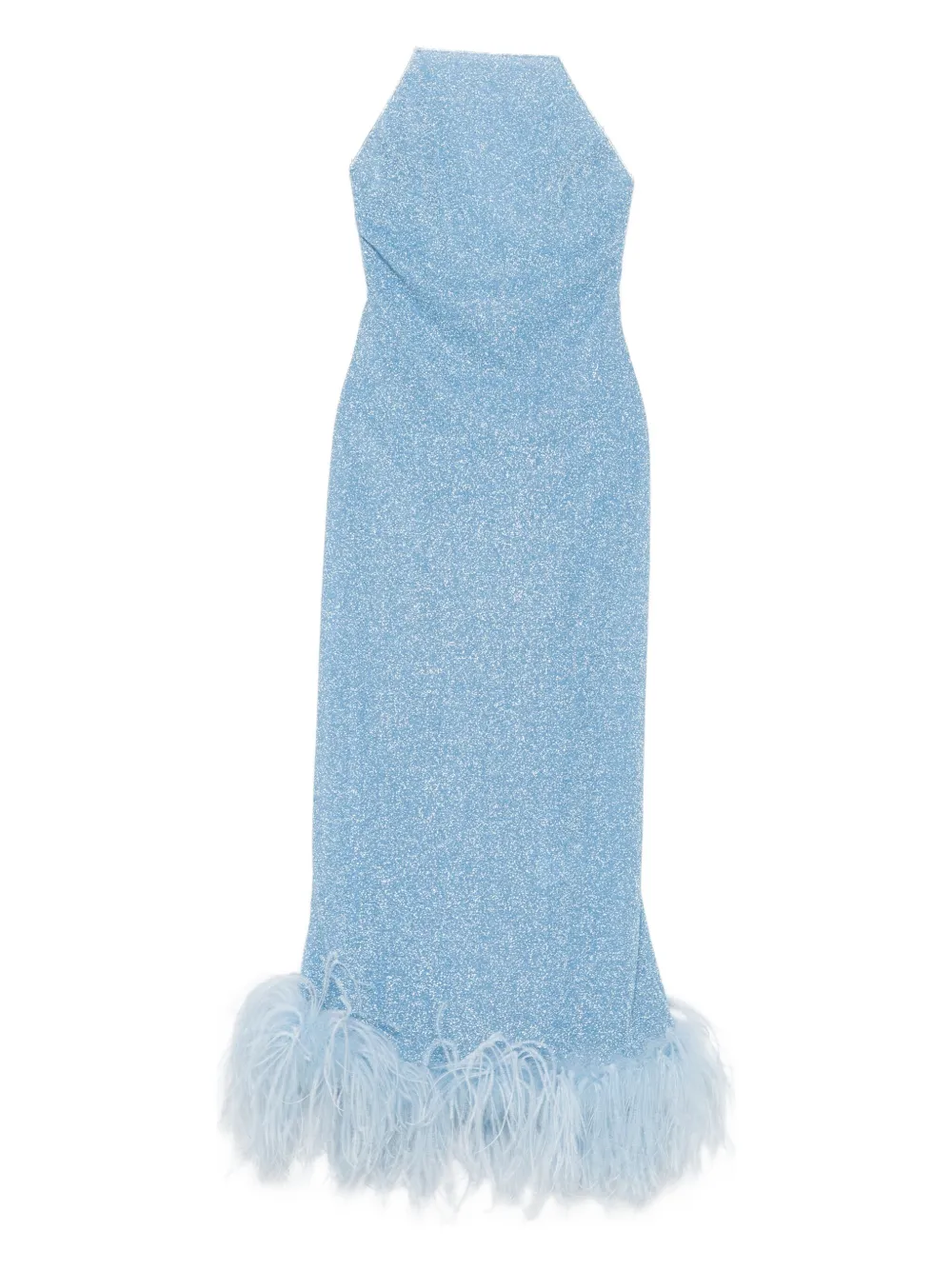 

Платье на бретельках со стрижкой из перьев Oséree, синий