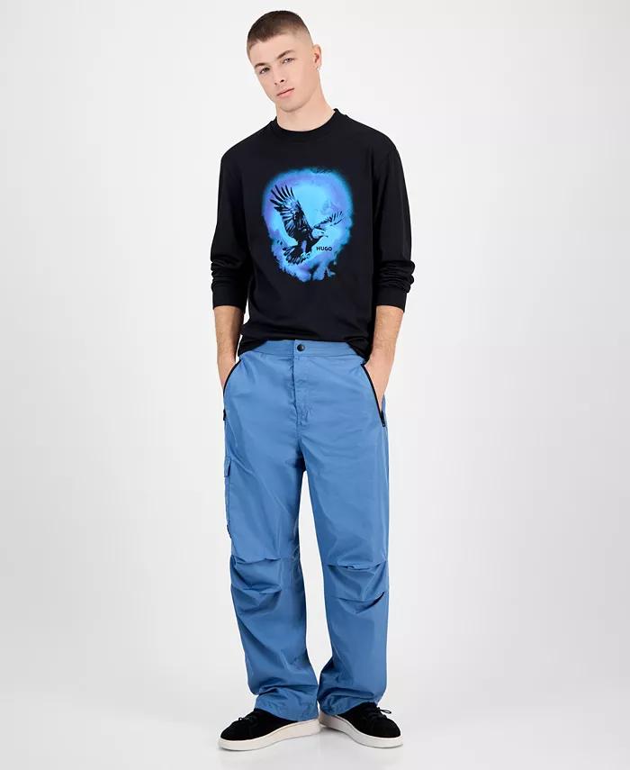 

Gokla прямого кроя брюки со складками на коленях Hugo Boss, синий