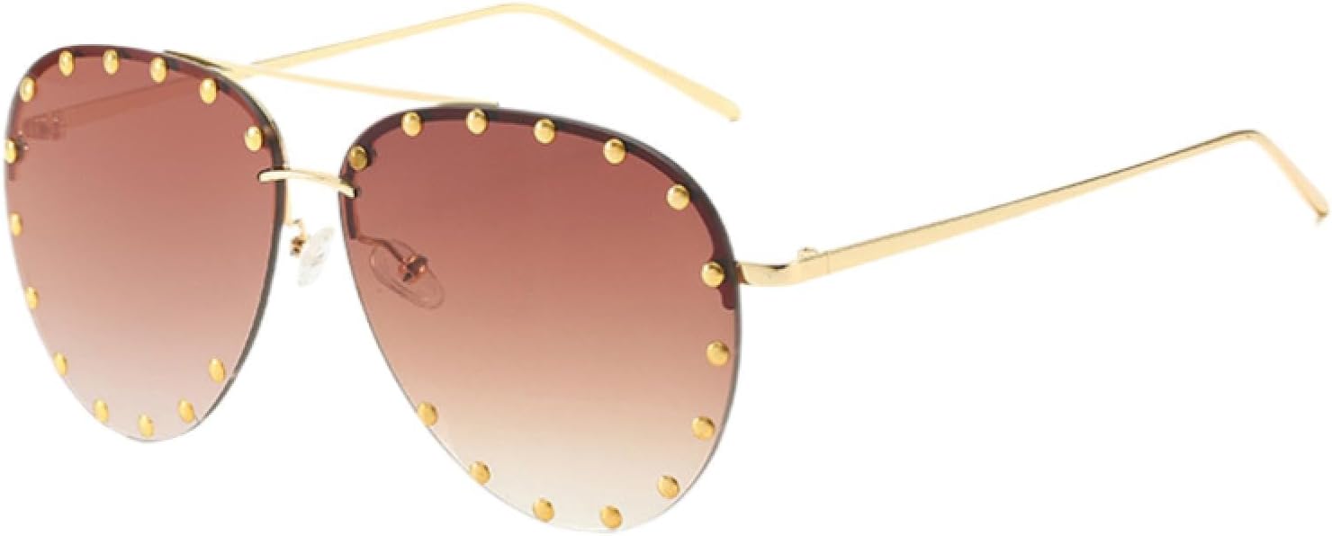 

Солнцезащитные очки с защитой от УФ-излучения UV400 | Без оправы, с заклепками на линзах | Для женщин и мужчин, для занятий спортом на открытом воздухе и вождения DSVIGF, Brown