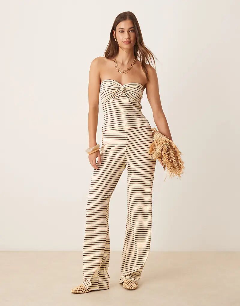 

Широкие брюки ASOS DESIGN в желтую и шоколадную полоску