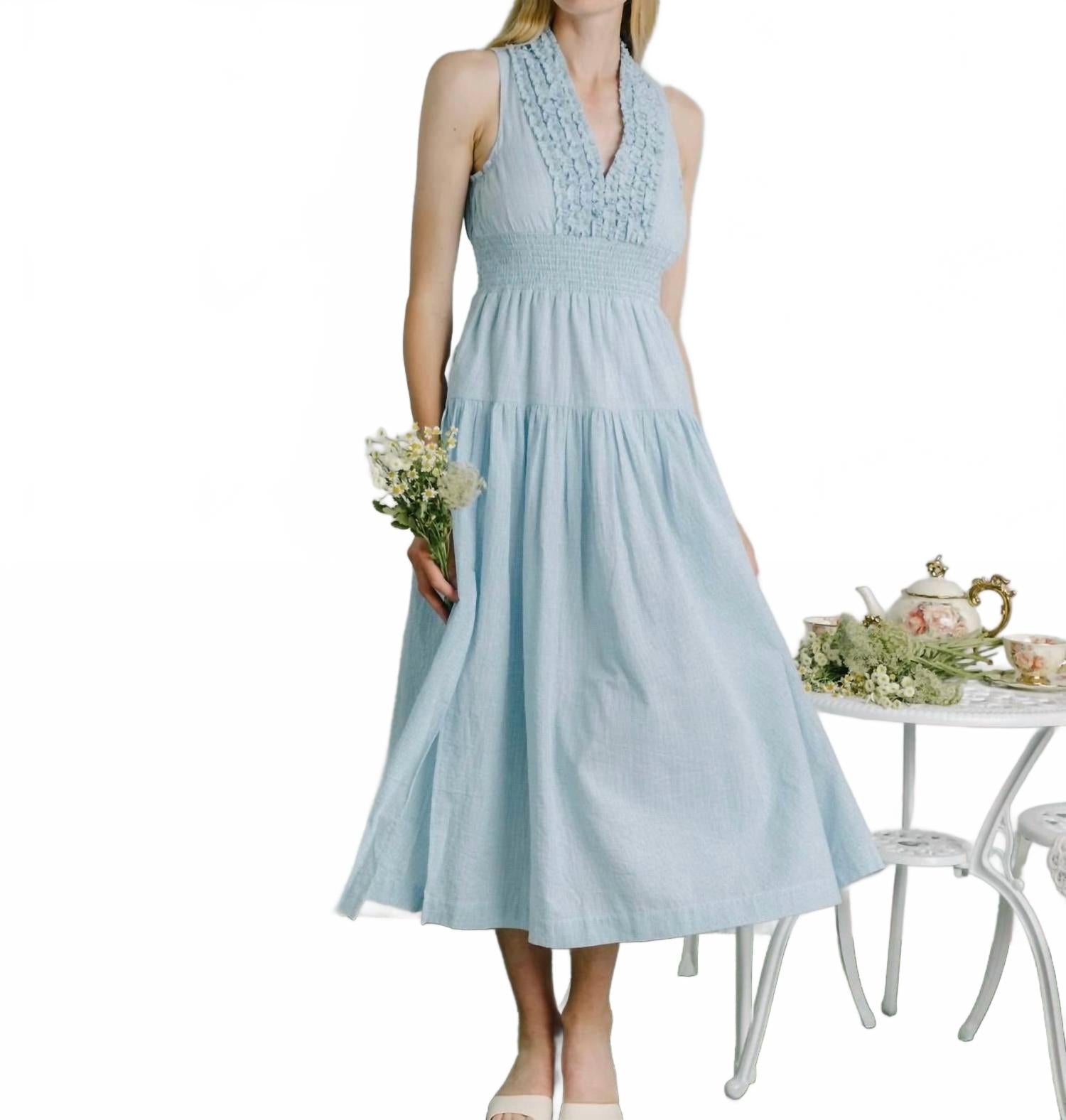 

Элоиз Миди Платье В Сине-Белом Твиле LOVE THE LABEL