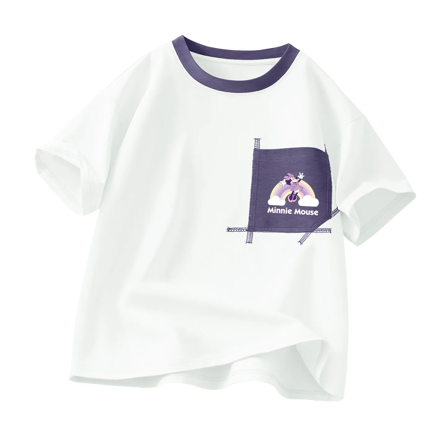 Футболка для детей Crew Neck Moderate Disney, dini rainbow k белый