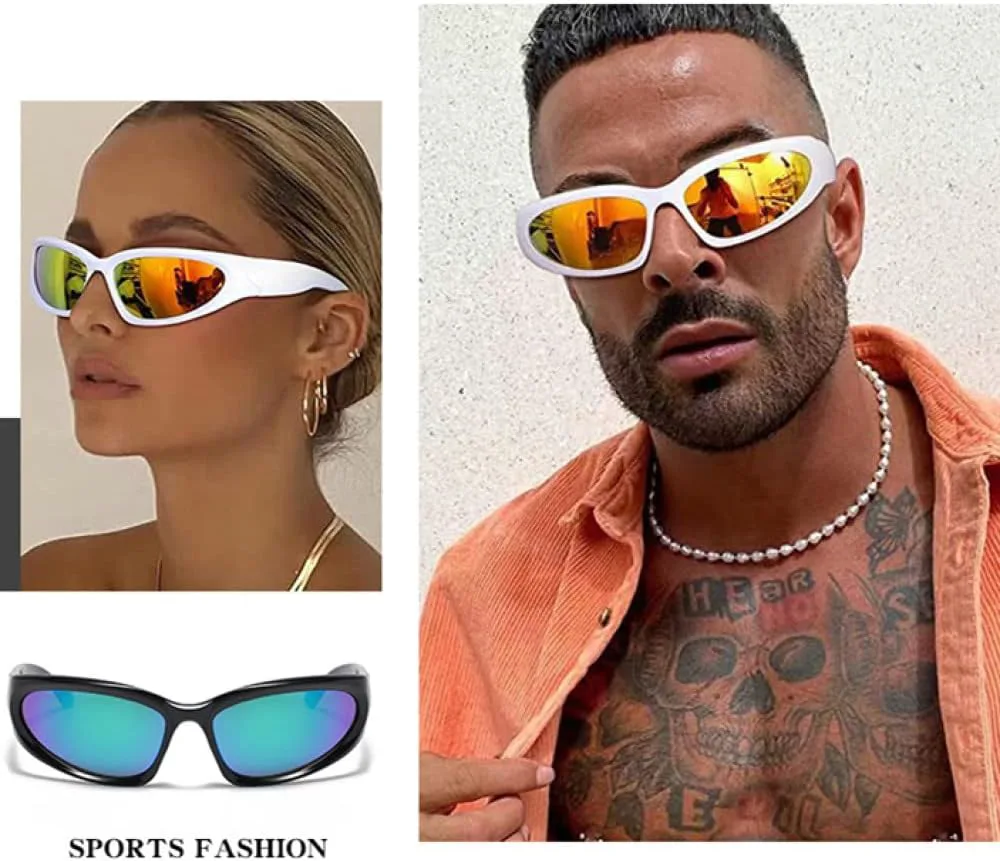 

Модные солнцезащитные очки 2027 года для женщин, серебристые овальные, спортивные, велосипедные, эстетичные, для мужчин и для активного отдыха MTZJH, White Gray