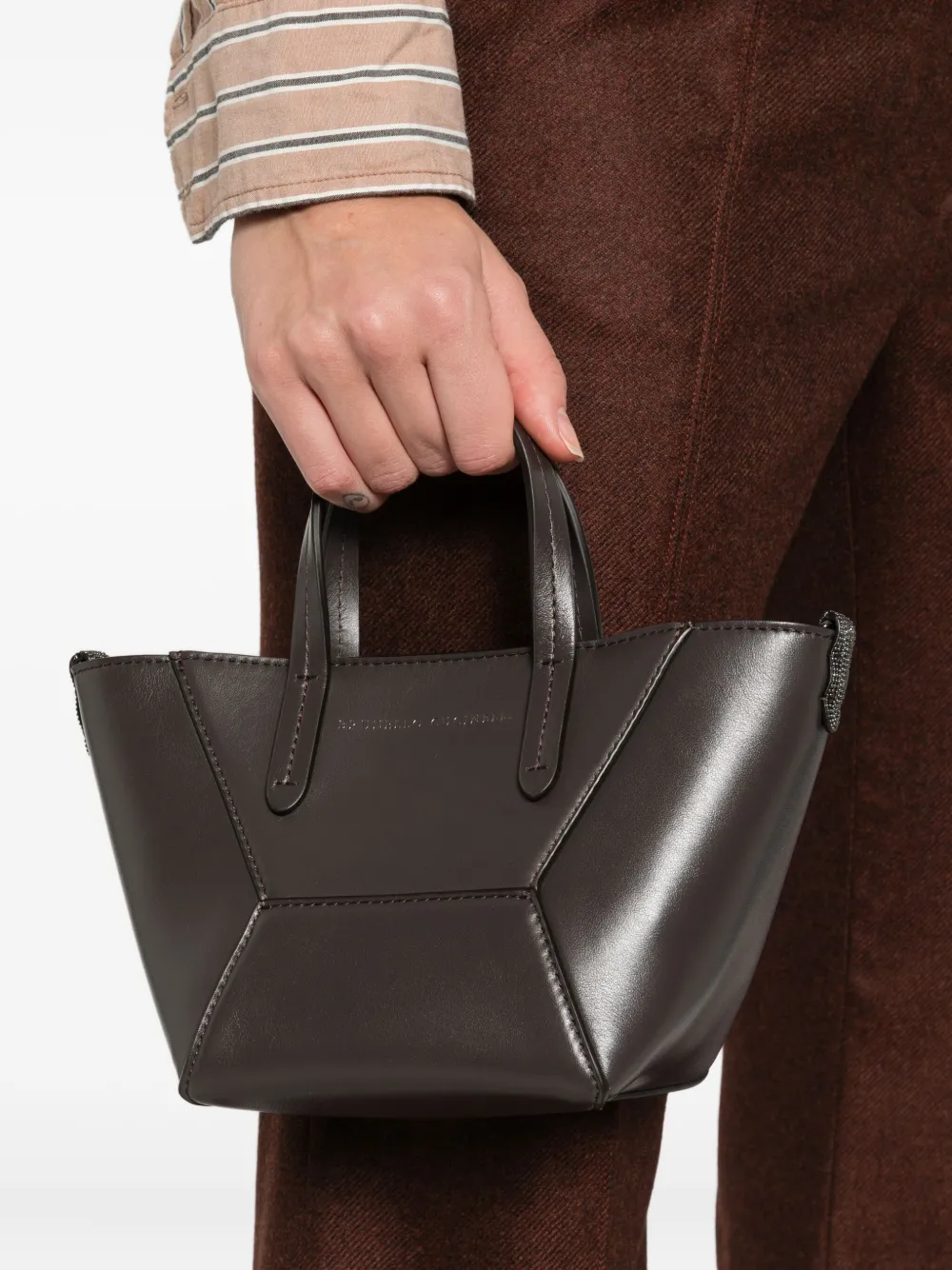 Мини-сумка-тоут BC Duo Brunello Cucinelli, коричневый — фото 2