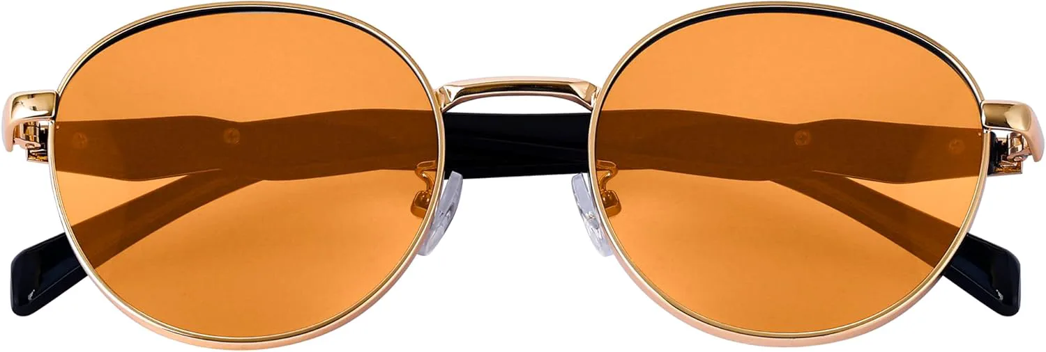 

Солнцезащитные очки KesaPlan Retro Oval для женщин и мужчин, классические дизайнерские солнцезащитные очки с модной защитой от УФ-излучения, A6 Gold/Orange