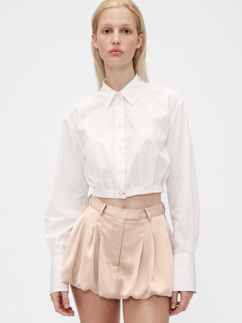

Блузка на пуговицах STUDIO CROPPED SHIRT GAP, кремовый
