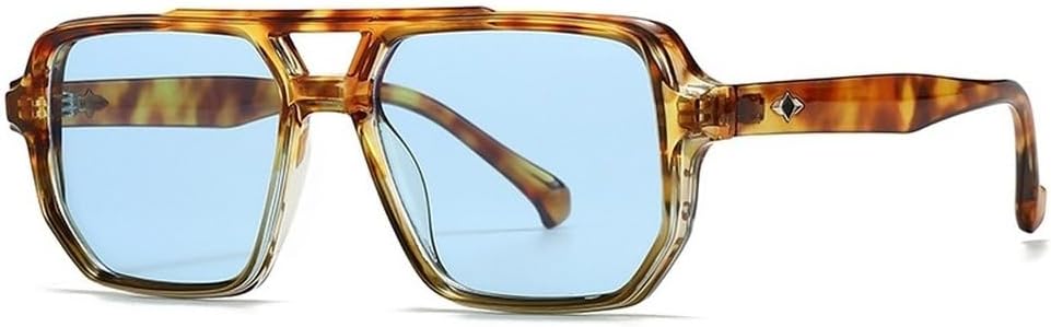 

Популярные модные квадратные солнцезащитные очки для мужчин, градиентные, UV400, винтажные, с заклепками, модные женские солнцезащитные очки синего и зеленого цвета SKFGNX, Amber Blue