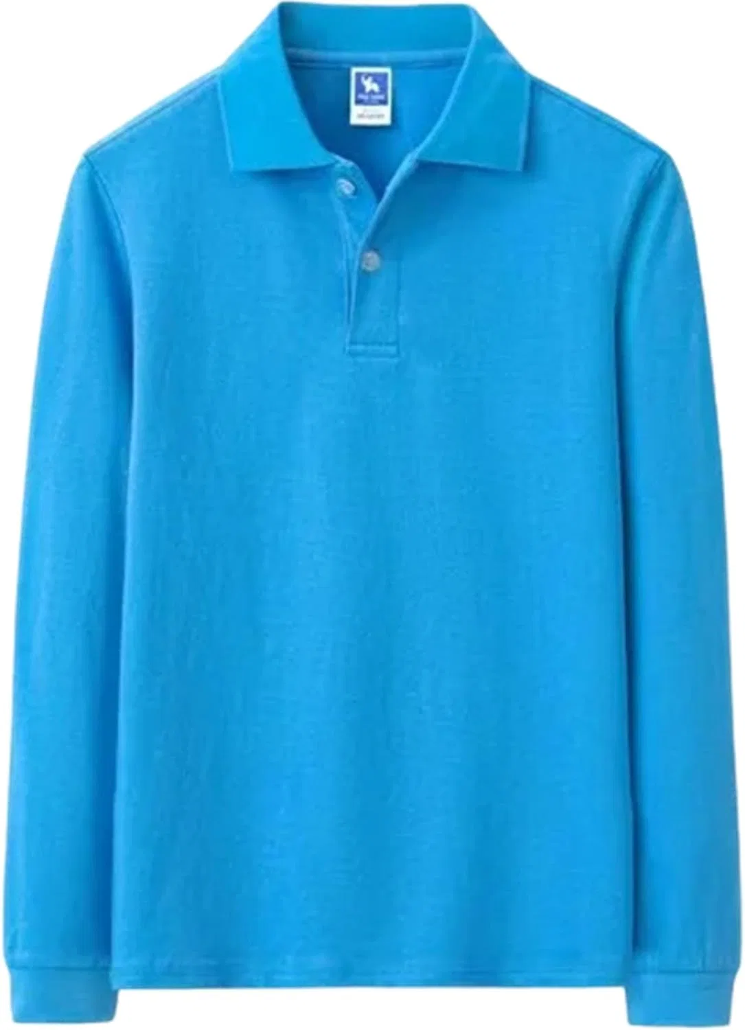 Мужская длинная футболка поло хлопковая, Light Blue — фото 3