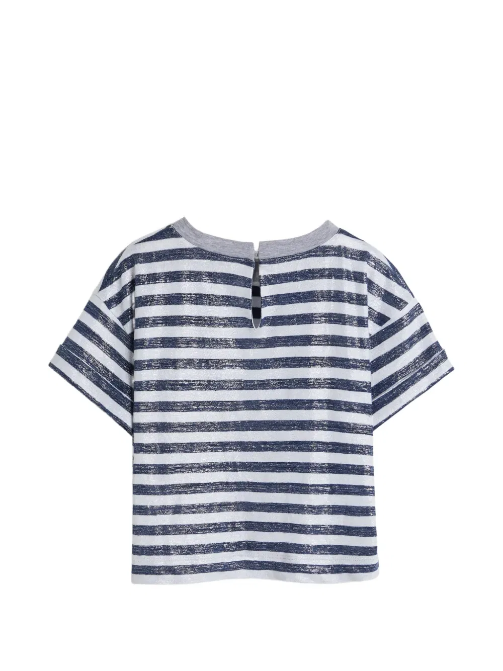 Полосатая футболка из люрекса Brunello Cucinelli Kids, синий — фото 2
