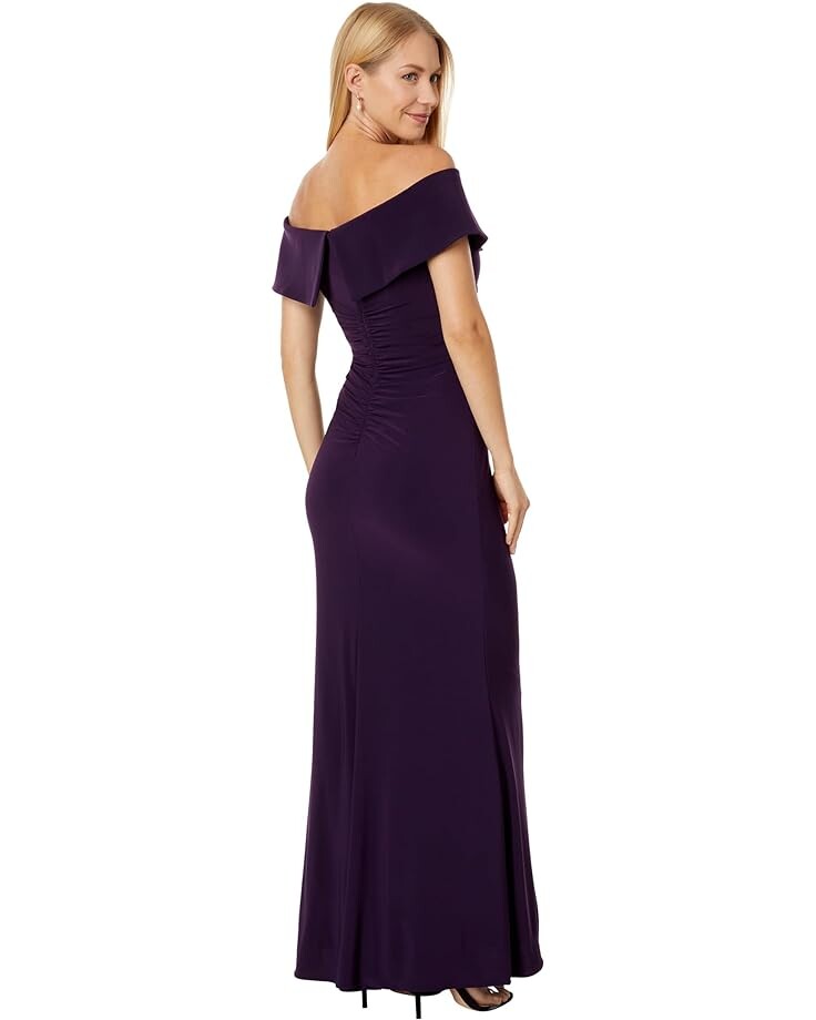 

Платье XSCAPE Long Ity Off-the-Shoulder Side Ruched, цвет Plum