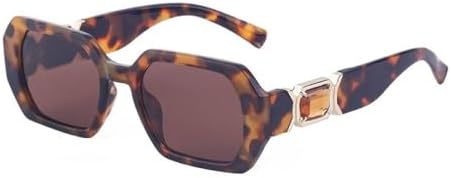 

Солнцезащитные очки восьмиугольной формы с кристаллами для женщин, украшенные стразами, модные женские солнцезащитные очки маленького прямоугольного размера MTZJH, C5 Leopard Brown