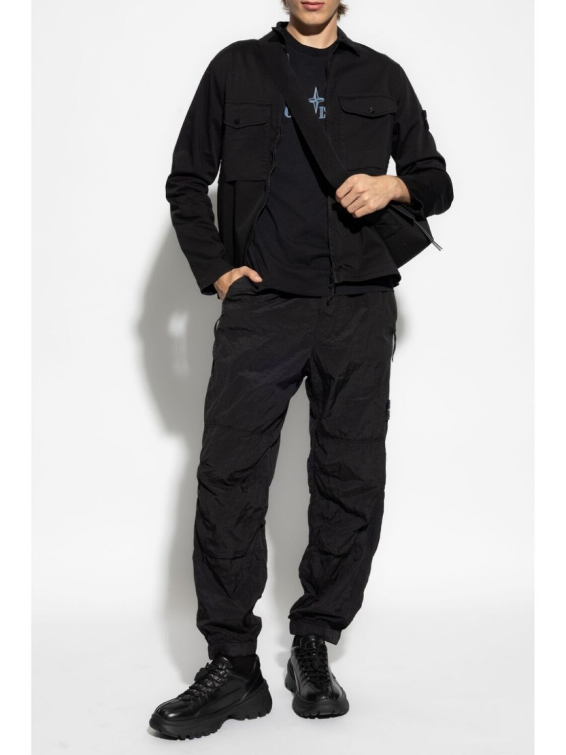 Stone Island спортивные брюки с эластичной талией и логотипом, черный — фото 2