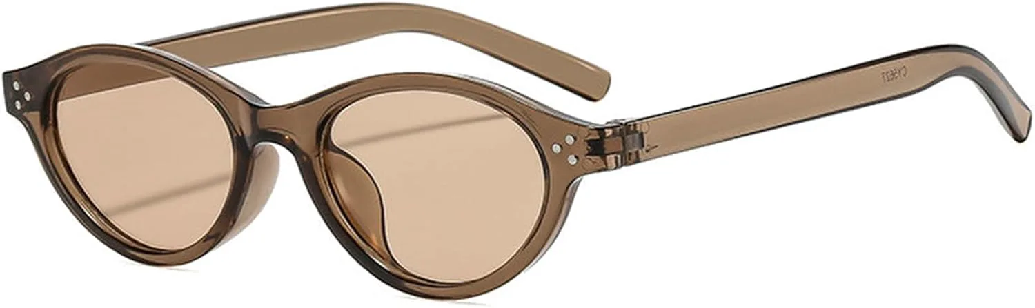 

Willochra Модные маленькие солнцезащитные очки «кошачий глаз» для женщин, винтажные солнцезащитные очки овальной формы с заклепками, цвет шампанского, C5